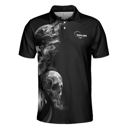 Bowling Men Polo Shirt - Strike Or Death Bowling Skull Polo Shirt, Black Skull Bowling Polo Shirt - Gift For Friend, Family, Bowling Lovers - Amzanimalsgift