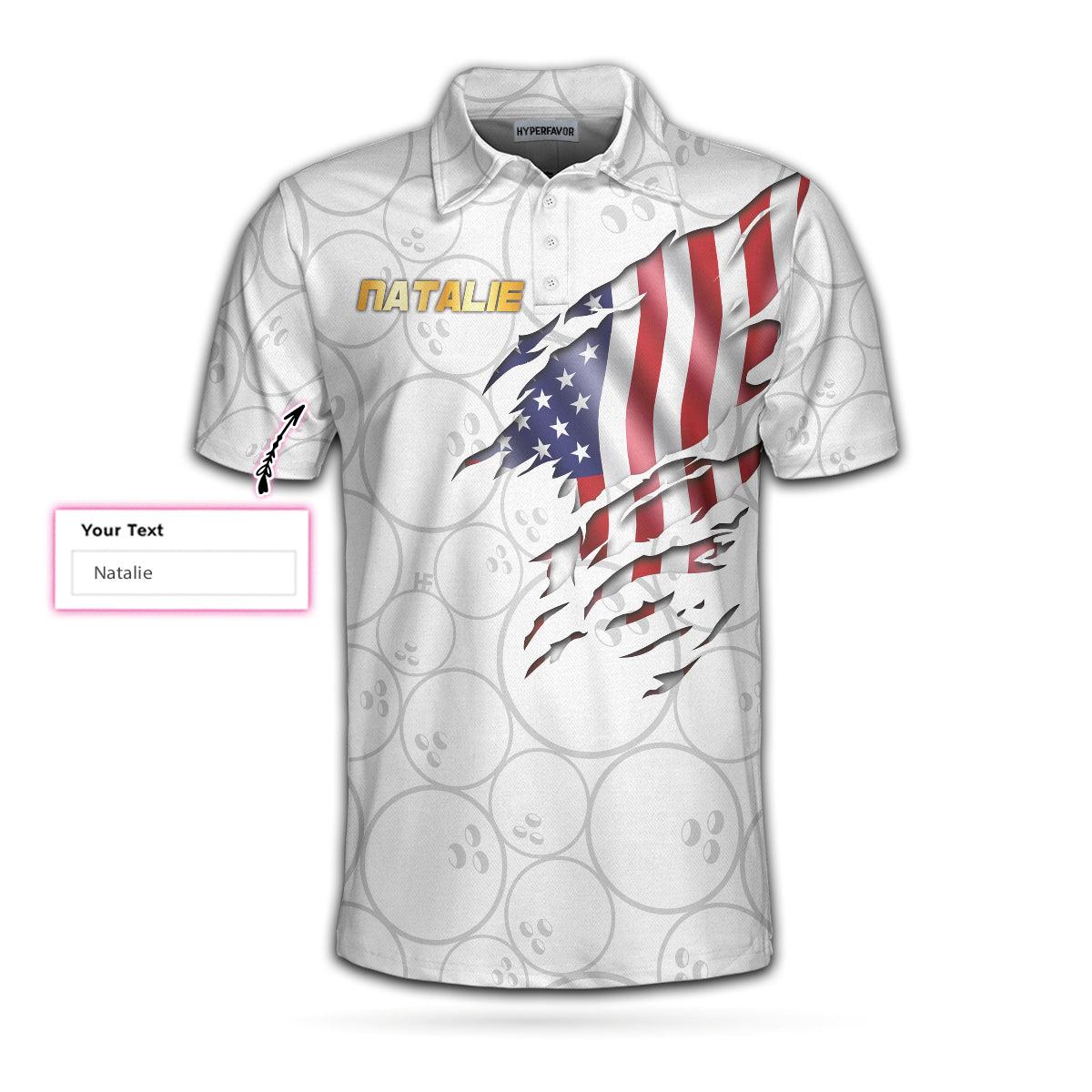 Bowling Men Polo Shirts - Bowling American Flag White Background Custom Bowling Polo Shirts - Best Bowling Polo Shirts For Men For Bowlers - Amzanimalsgift