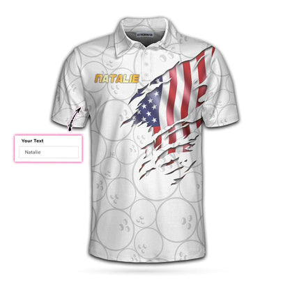 Bowling Men Polo Shirts - Bowling American Flag White Background Custom Bowling Polo Shirts - Best Bowling Polo Shirts For Men For Bowlers - Amzanimalsgift