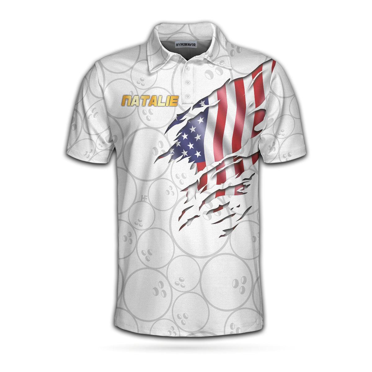 Bowling Men Polo Shirts - Bowling American Flag White Background Custom Bowling Polo Shirts - Best Bowling Polo Shirts For Men For Bowlers - Amzanimalsgift