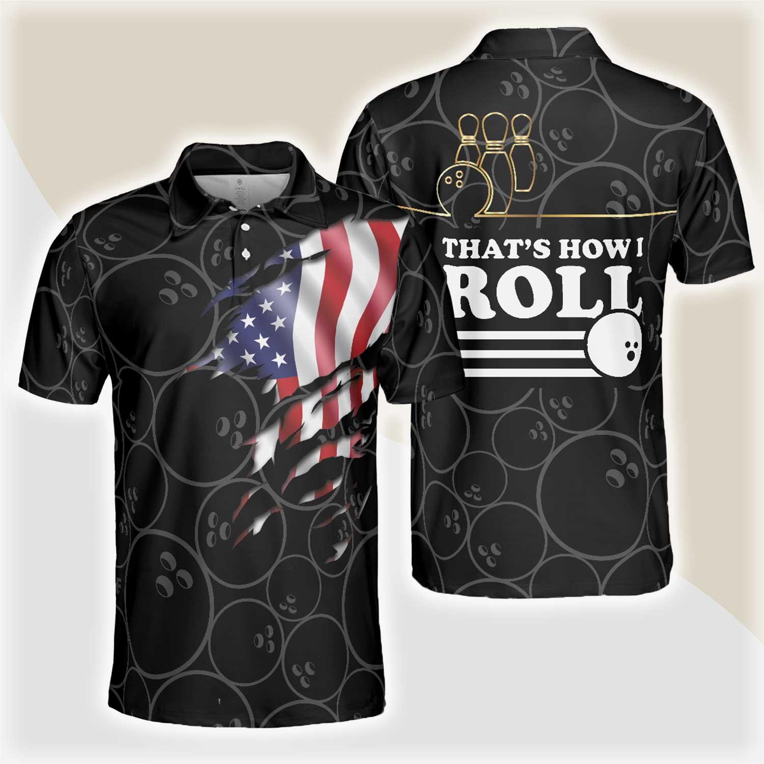 Bowling Polo Shirt, Best Bowling Shirt For Men, American Flag Bowling Shirt For Male Bowlers - Perfect Gift For Bowling Lovers, Bowlers - Amzanimalsgift