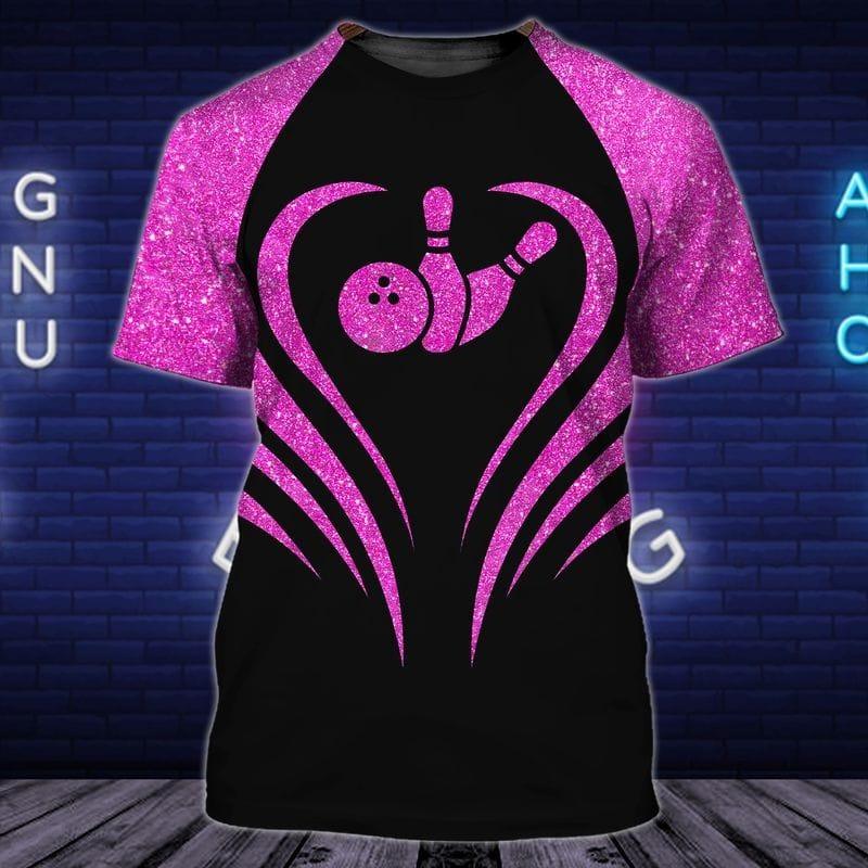 Bowling T Shirt, Black And Pink Women Bowling Shirt, 3D Bowling Shirts For Women - Perfect Gift For Ladies, Bowling Lovers, Bowlers - Amzanimalsgift