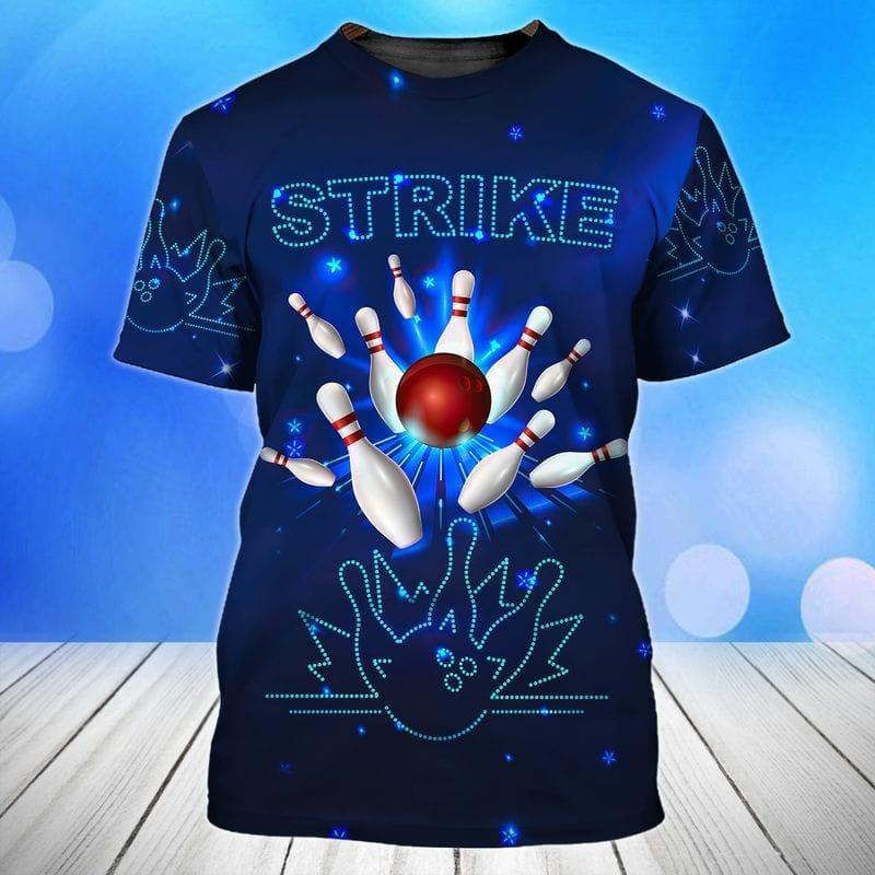 Bowling T Shirt, Blue Bowling T Shirt For Men And Women, Strike Bowling T Shirt, Bowling Team Players Shirt - Gift For Bowling Lovers, Bowlers - Amzanimalsgift