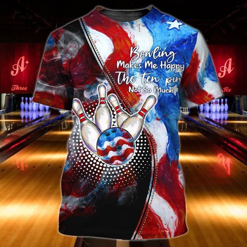 Bowling T Shirt, Bowling Makes Me Happy T Shirt For Men Women, Bowling Team Shirt - Perfect Gift For Bowling Players, Bowlers - Amzanimalsgift