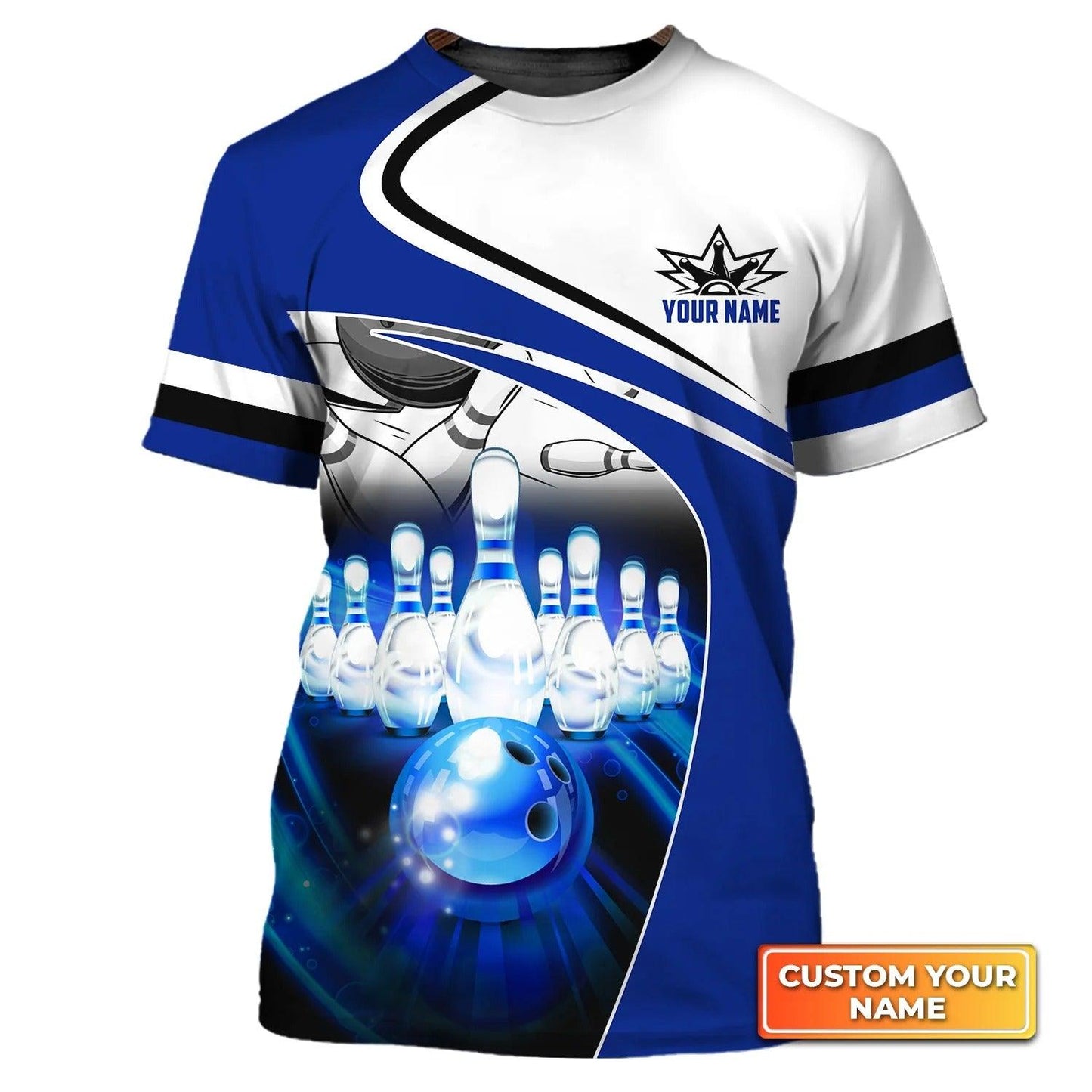 Bowling T shirt Custom Name - Blue Bowl, There Is No Crying In Bowling Just Lots Of Swearing Personalized T Shirt - Gift For Friend, Family, Bowling Lovers - Amzanimalsgift