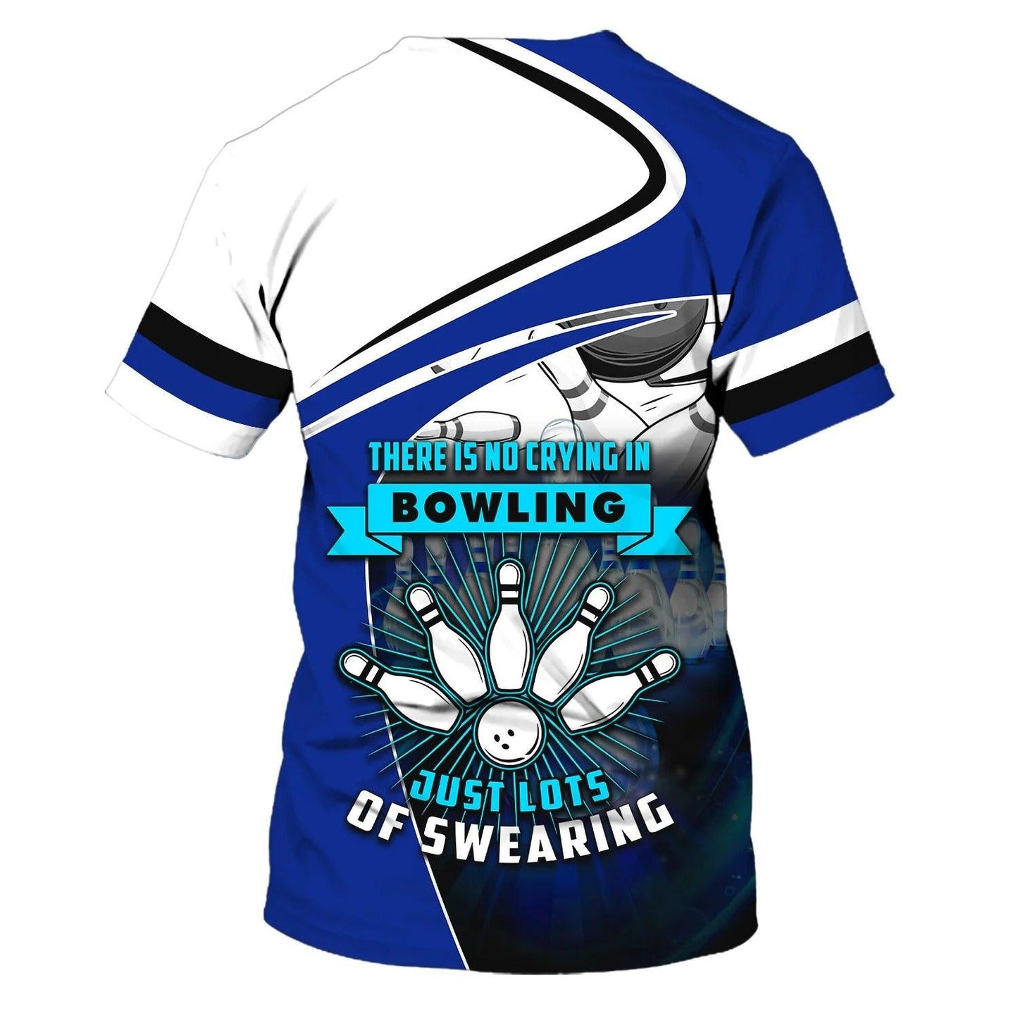 Bowling T shirt Custom Name - Blue Bowl, There Is No Crying In Bowling Just Lots Of Swearing Personalized T Shirt - Gift For Friend, Family, Bowling Lovers - Amzanimalsgift