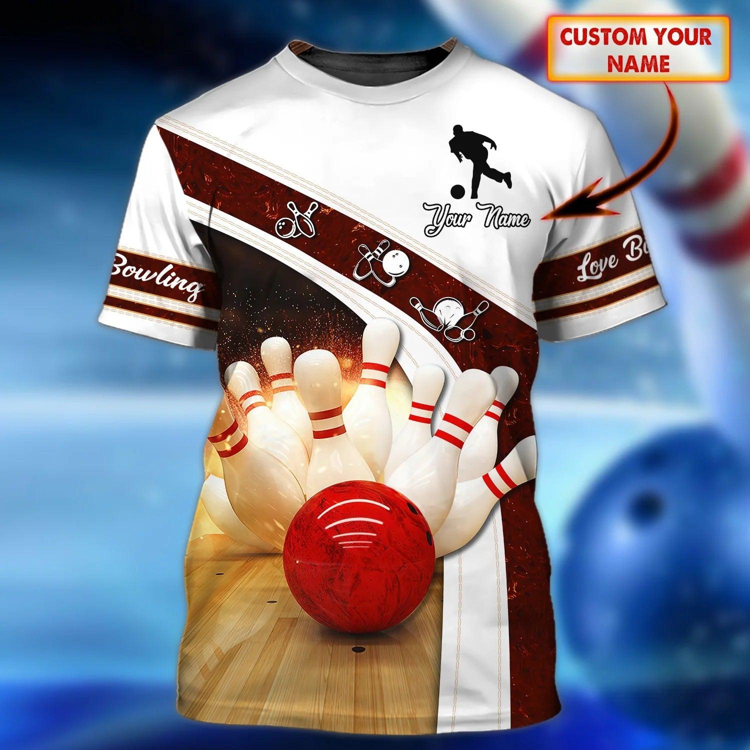 Bowling T shirt Custom Name - Bowling Strike Hit With Fire Explosion Personalized T-shirt - Gift For Friend, Family, Bowling Lovers - Amzanimalsgift