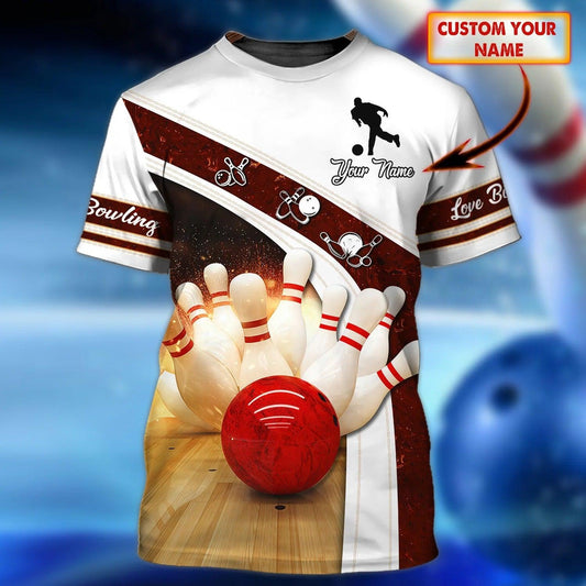 Bowling T shirt Custom Name - Bowling Strike Hit With Fire Explosion Personalized T-shirt - Gift For Friend, Family, Bowling Lovers - Amzanimalsgift