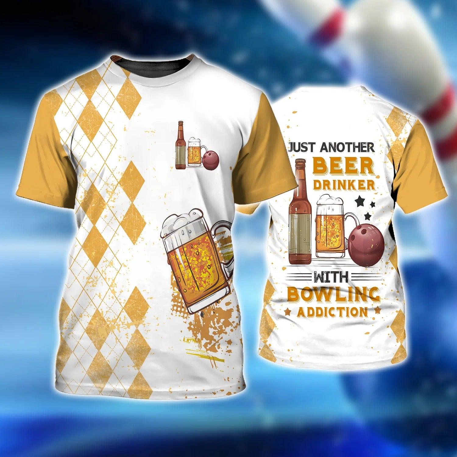 Bowling T shirt - Just Another Beer Drinker with a Bowling T-shirt - Gift For Friend, Family, Bowling Lovers - Amzanimalsgift