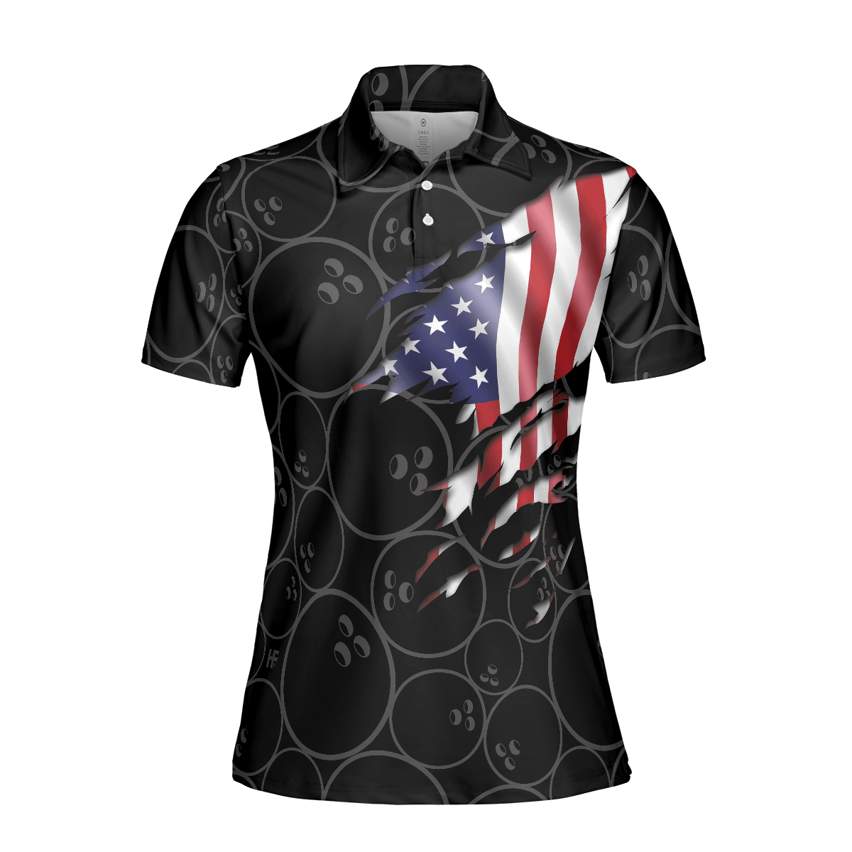 Bowling Women Polo Shirt - American Flag With Bowling Pattern, Patriotic Golfing Bowling Polo Shirt - Gift For Friend, Family, Bowling Lovers - Amzanimalsgift