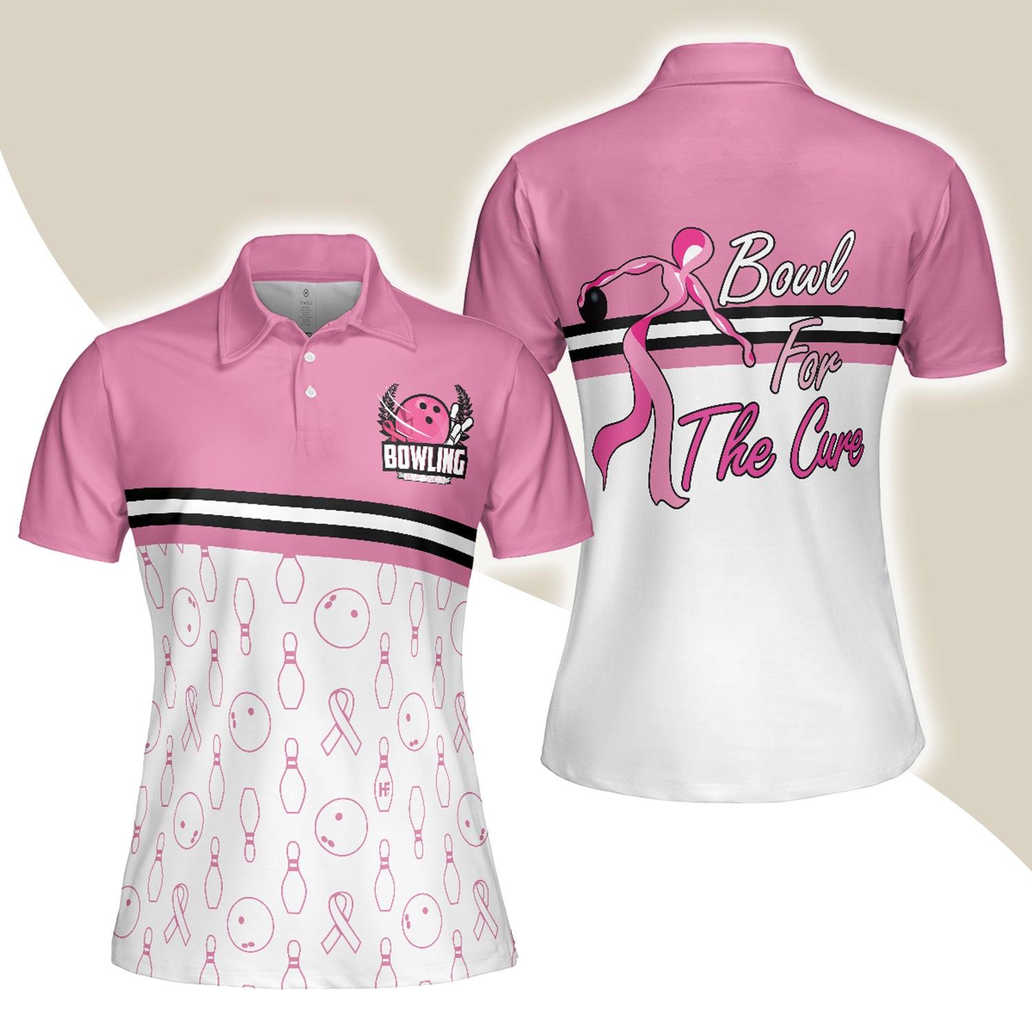 Bowling Women Polo Shirt, Bowl For The Cure, Breast Cancer Awareness Month Pink Ribbon Women Polo Shirts, Best Gift For Ladies, Bowling Lovers - Amzanimalsgift