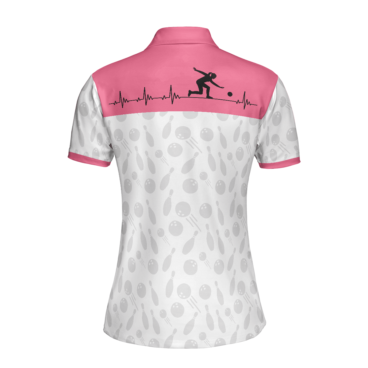 Bowling Women Polo Shirt - Bowling Is My Heart Bowling Polo Shirt, Bowling Balls And Pins Pattern Bowling Polo Shirt - Gift For Wife, Family, Bowling Lovers - Amzanimalsgift