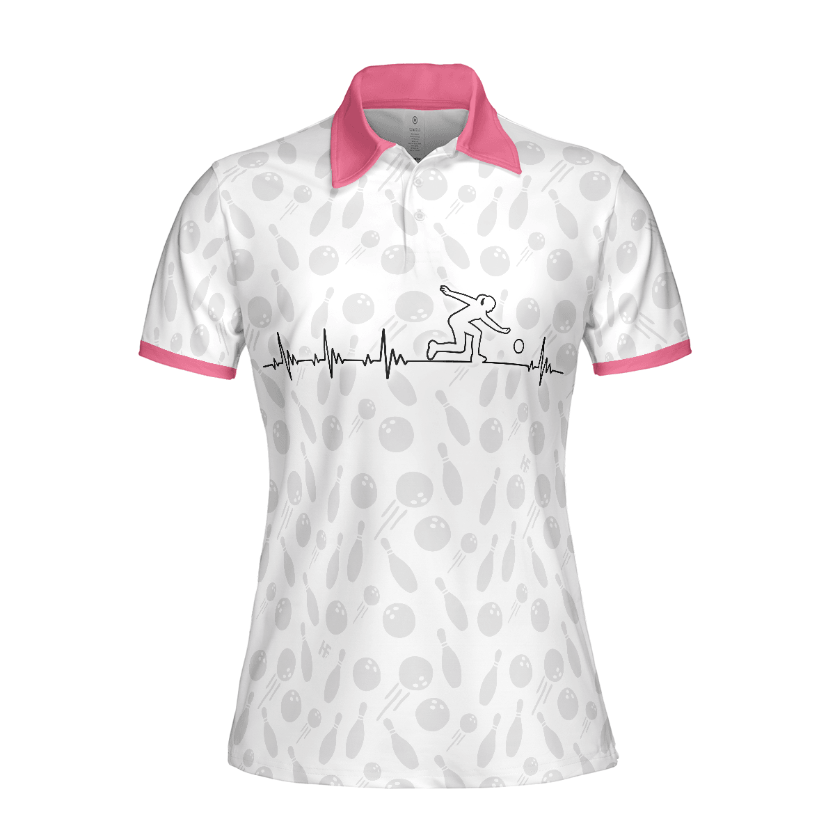 Bowling Women Polo Shirt - Bowling Is My Heart Bowling Polo Shirt, Bowling Balls And Pins Pattern Bowling Polo Shirt - Gift For Wife, Family, Bowling Lovers - Amzanimalsgift
