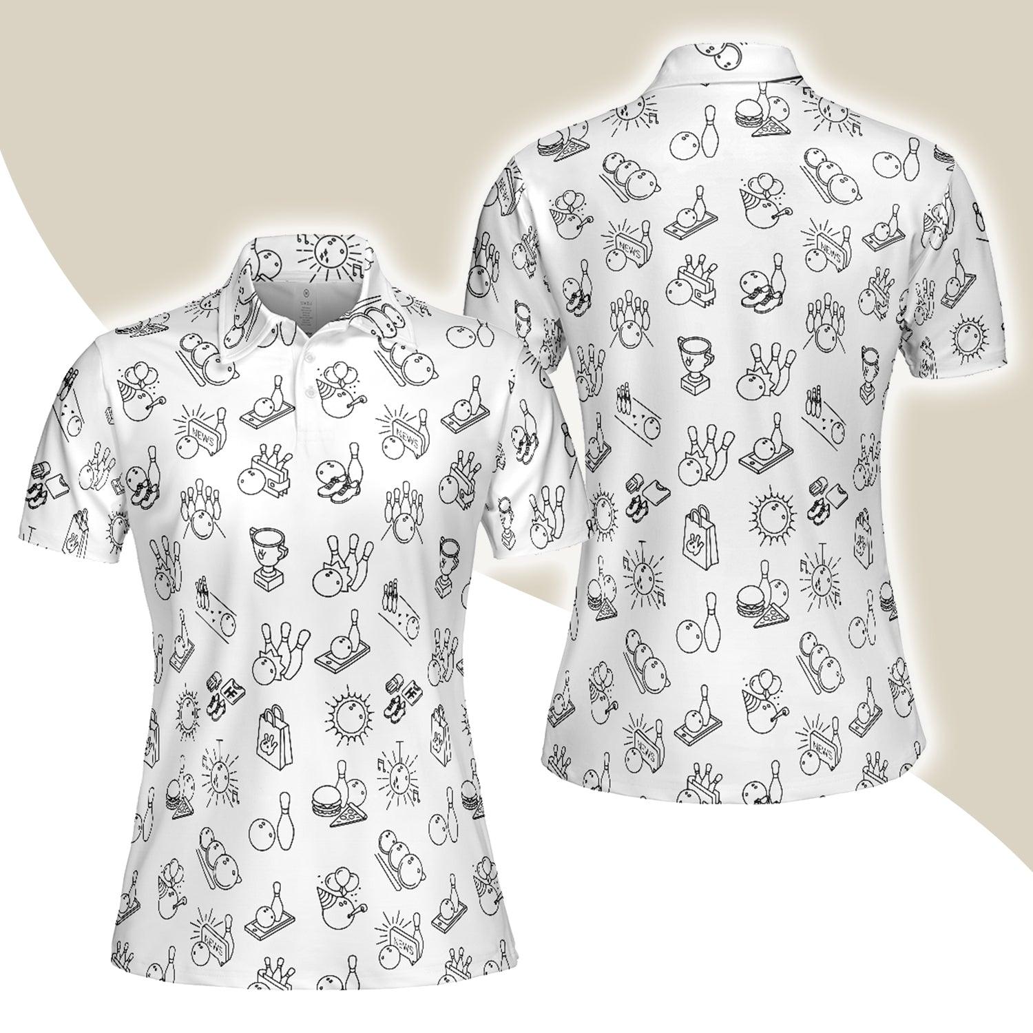 Bowling Women Polo Shirt - Bowling Pattern Polo Shirt, Cool Bowling Polo Shirt - Gift For Wife, Family, Bowling Lovers - Amzanimalsgift