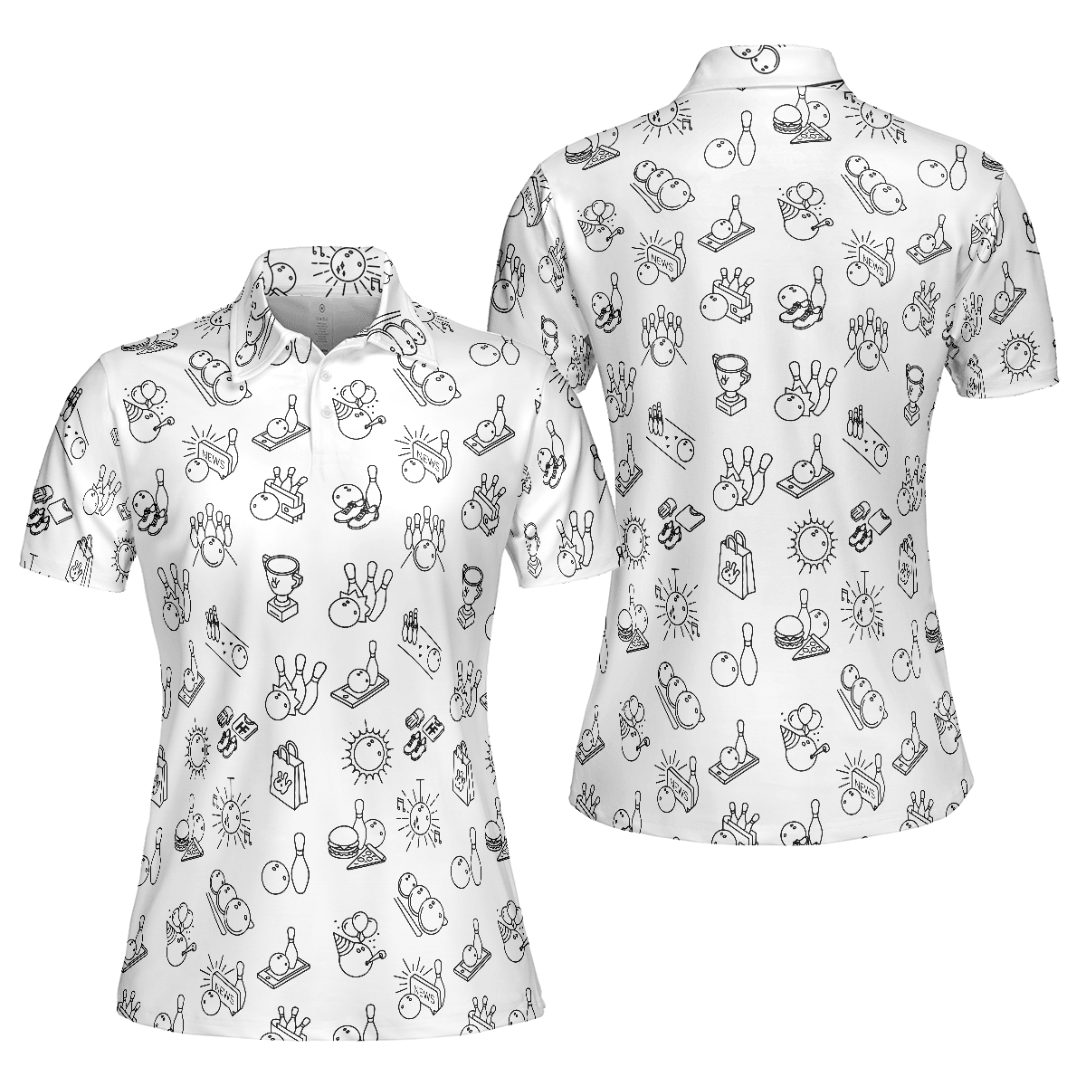 Bowling Women Polo Shirt - Bowling Pattern Polo Shirt, Cool Bowling Polo Shirt - Gift For Wife, Family, Bowling Lovers - Amzanimalsgift