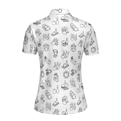 Bowling Women Polo Shirt - Bowling Pattern Polo Shirt, Cool Bowling Polo Shirt - Gift For Wife, Family, Bowling Lovers - Amzanimalsgift