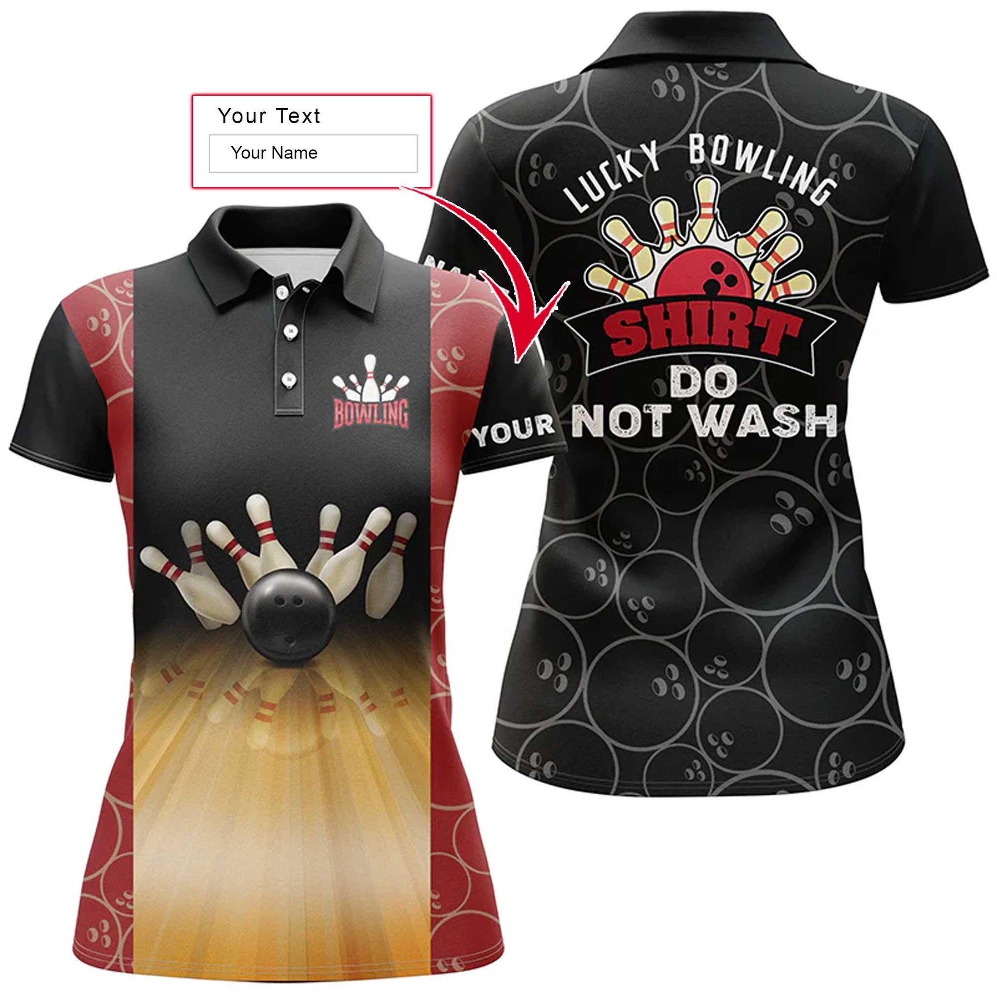 Bowling Women Polo Shirt Custom Name - Lucky Bowling Personalized Bowling Polo Shirt - Gift For Friend, Family, Bowling Lovers - Amzanimalsgift