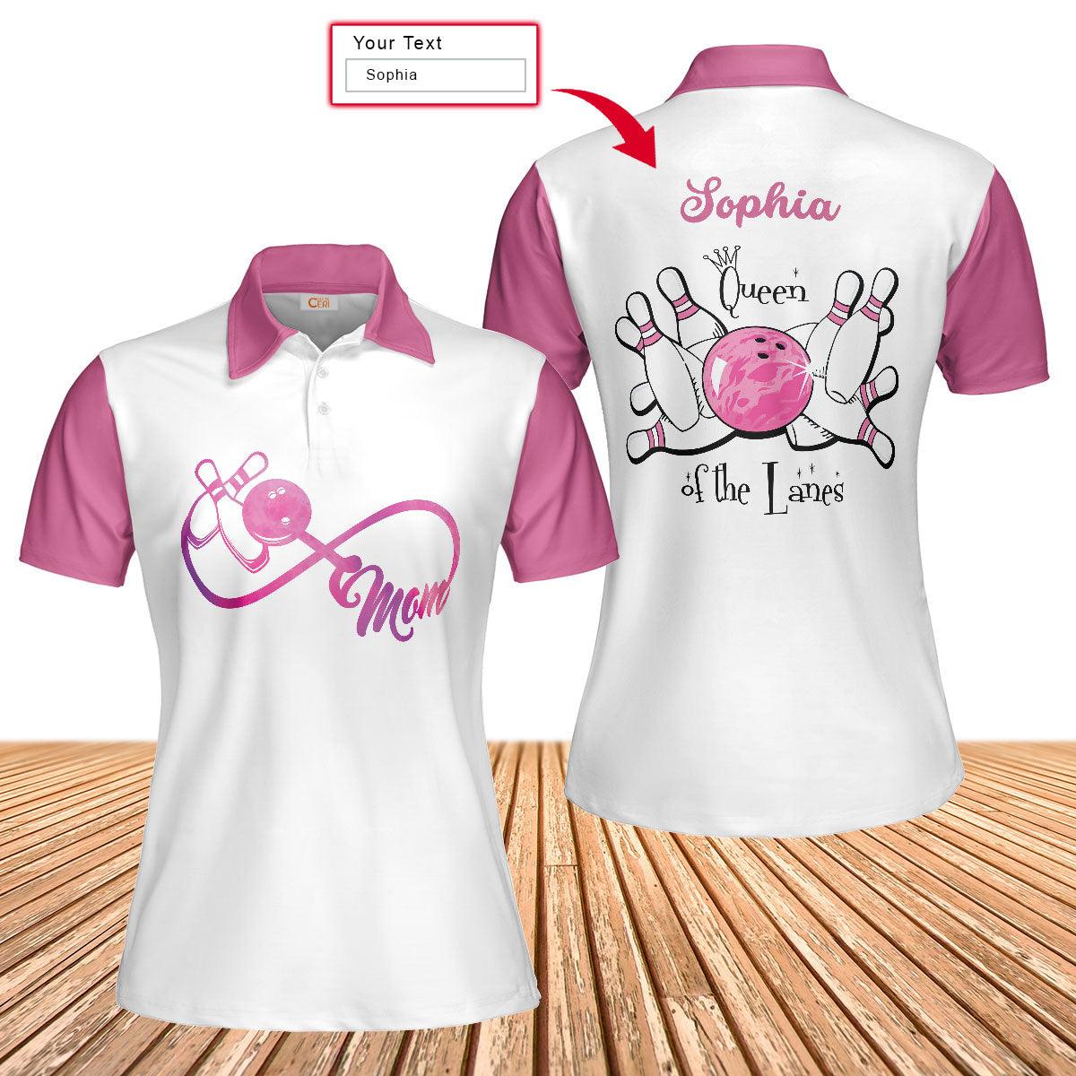 Bowling Women Polo Shirt Custom Name - Mom Bowling Women Polo Shirt, Queen Of The Lanes Personalized Bowling Polo Shirt - Gift For Wife, Family, Bowling Lovers - Amzanimalsgift