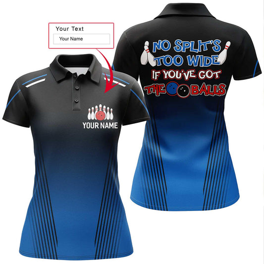 Bowling Women Polo Shirt Custom Name - No Split's Too Wide Bowling Personalized Bowling Polo Shirt - Gift For Friend, Family, Bowling Lovers - Amzanimalsgift