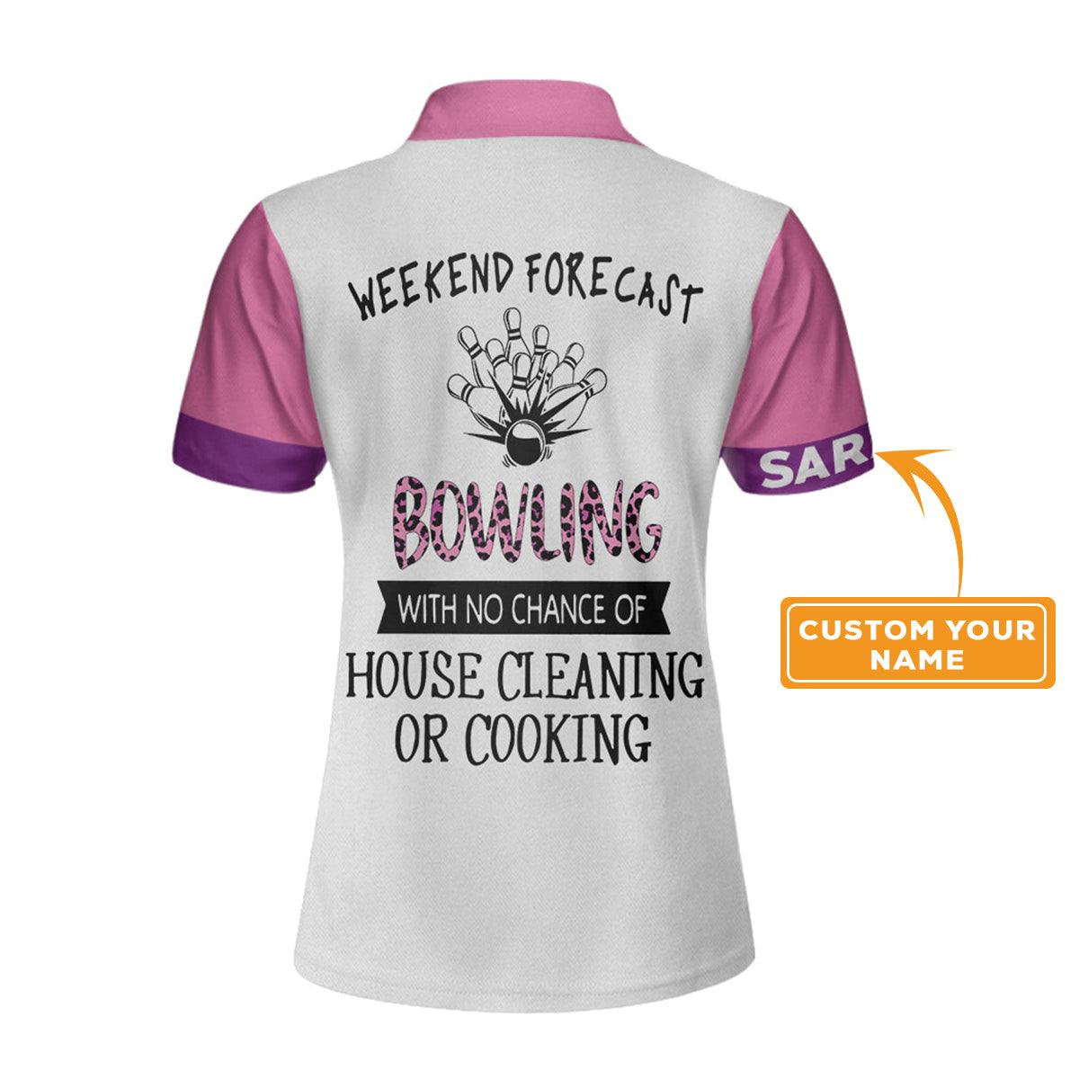 Bowling Women Polo Shirt Custom Name - Pink Leopard Personalized Bowling Polo Shirt - Gift For Wife, Family, Bowling Lovers - Best Bowling Polo Shirts Gift For Women - Amzanimalsgift
