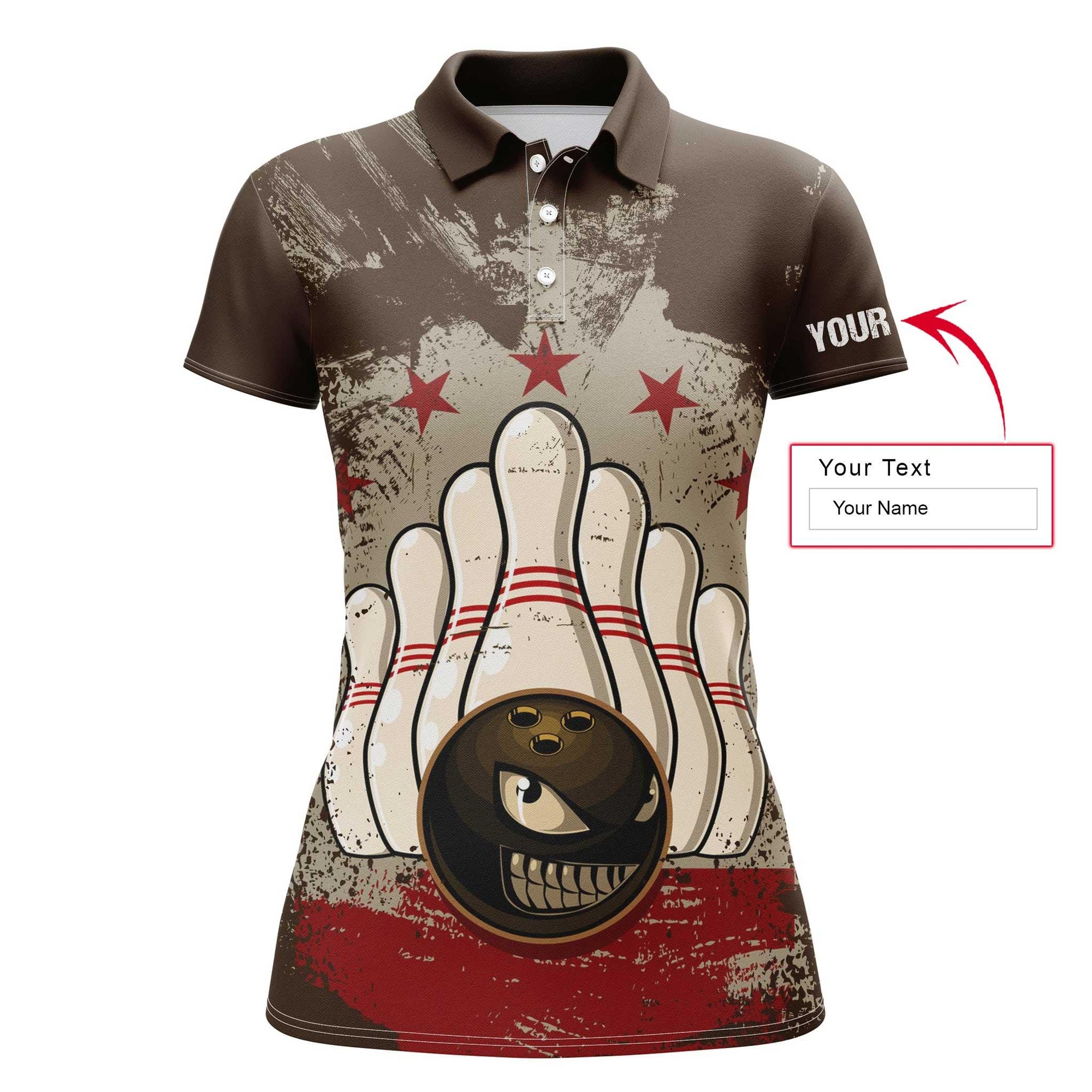 Bowling Women Polo Shirt Custom Name - Retro Bowling Personalized Bowling Polo Shirt - Gift For Friend, Family, Bowling Lovers - Amzanimalsgift