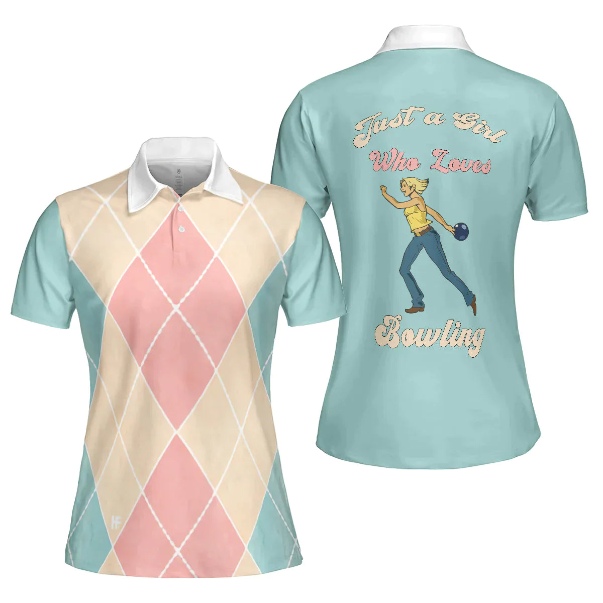 Bowling Women Polo Shirt - Plaid Pattern Bowling Polo Shirt, Just A Girl Who Loves Bowling Polo Shirt - Gift For Wife, Family, Bowling Lovers - Amzanimalsgift