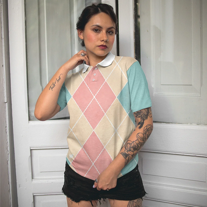 Bowling Women Polo Shirt - Plaid Pattern Bowling Polo Shirt, Just A Girl Who Loves Bowling Polo Shirt - Gift For Wife, Family, Bowling Lovers - Amzanimalsgift