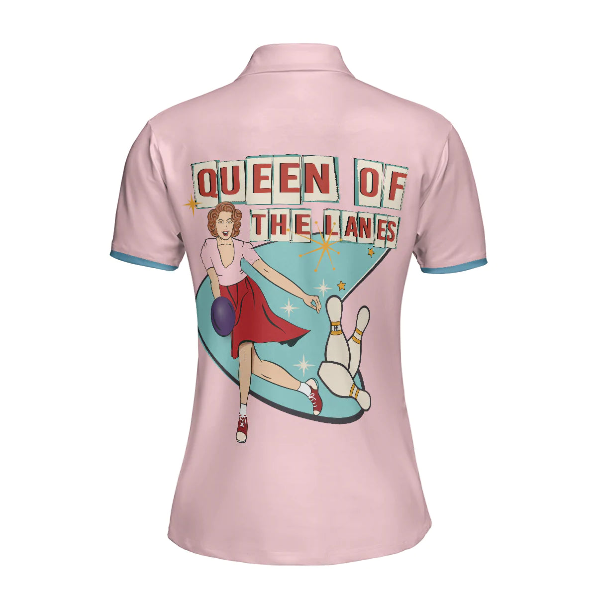 Bowling Women Polo Shirt - Queen Of The Lanes Polo Shirt, Pink Ladies Bowling Polo Shirt, Tenpin Bowling Polo Shirt - Gift For Wife, Family, Bowling Lovers - Amzanimalsgift