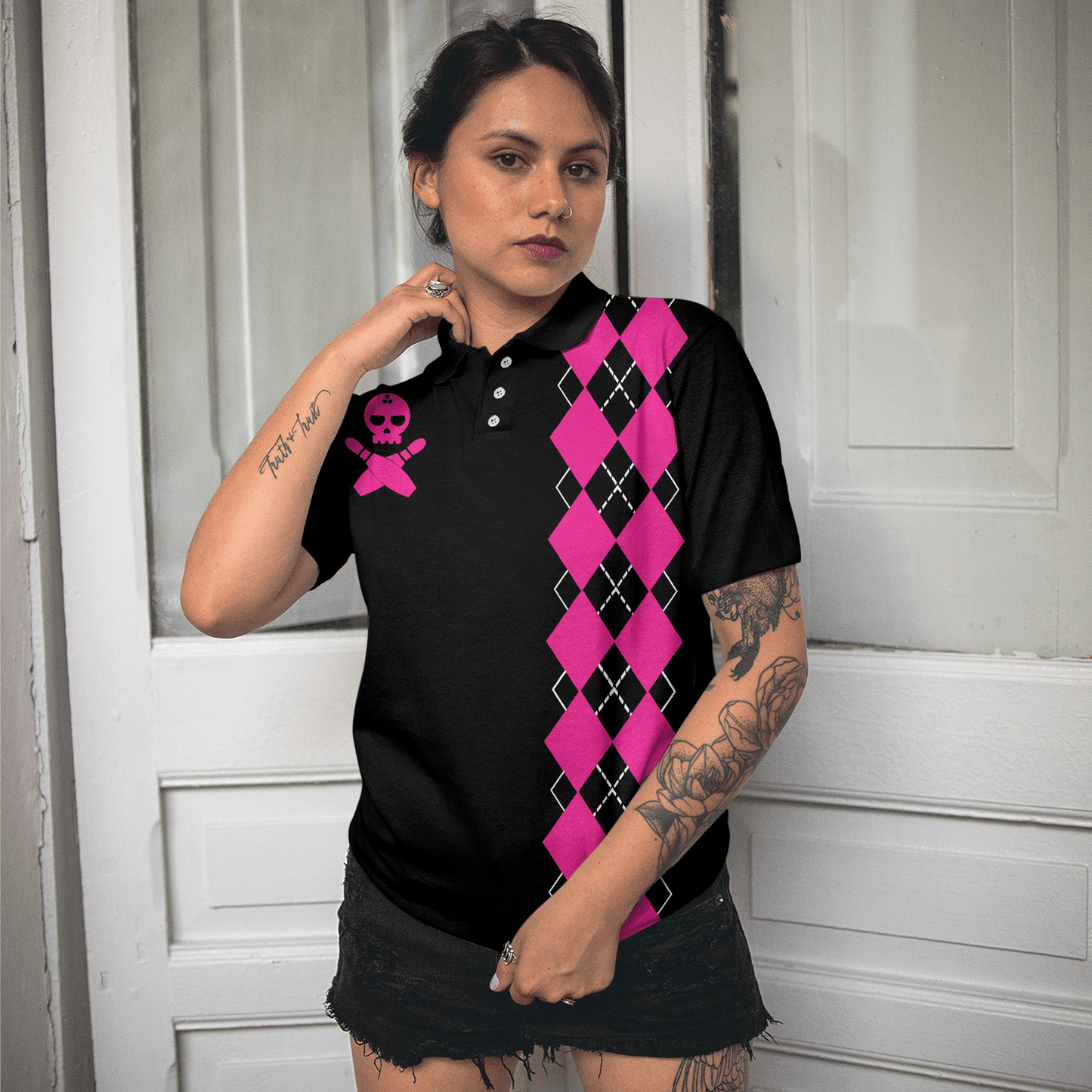 Bowling Women Polo Shirts - Yes I'm A Girl Yes I Speak Fluent Bowling Women Polo Shirt, Skull Bowling Shirt With Sayings - Perfect Gift For Women - Amzanimalsgift