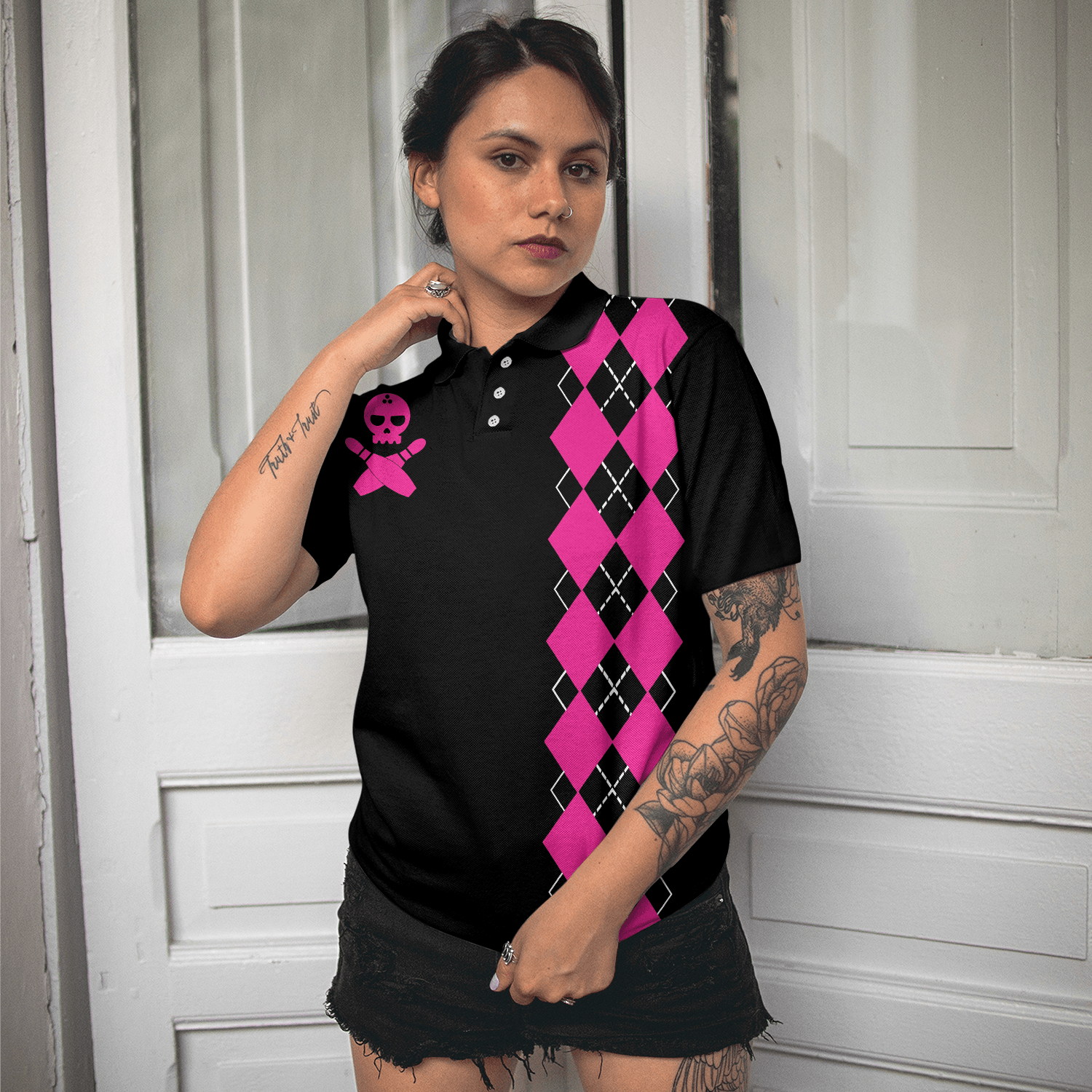 Bowling Women Polo Shirts - Yes I'm A Girl Yes I Speak Fluent Bowling Women Polo Shirt, Skull Bowling Shirt With Sayings - Perfect Gift For Women - Amzanimalsgift