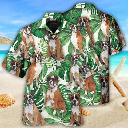 Boxer Aloha Hawaii Shirt - Dog Tropical Leaf Style Hawaiian Shirt For Summer - Perfect Gift For Dog Lovers, Friend, Family - Amzanimalsgift