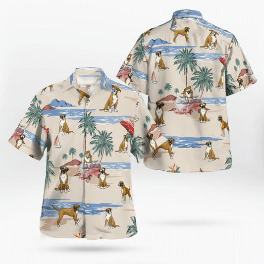 Boxer Aloha Hawaiian Shirt, Boxer Beach Pattern Hawaiian Shirt, Boxer Aloha Shirt For Summer - Perfect Gift For Men, Women, Dog Lover, Friend, Family - Amzanimalsgift