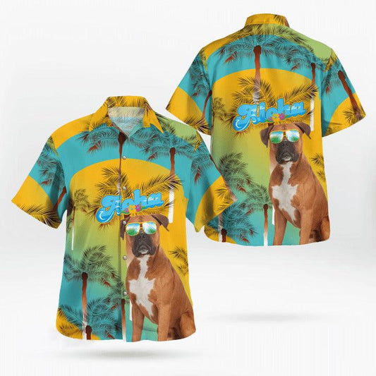 Boxer Aloha Hawaiian Shirt - Dog Summer Beach Tropical Leaves Hawaiian Shirt For Summer - Perfect Gift For Dog Lovers Friend, Family - Amzanimalsgift