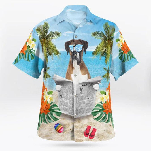Boxer Hawaii Shirt - Summer Beach Tropical Leaves Hawaii Shirt - Perfect Gift For Dog Lovers Friend, Family - Amzanimalsgift