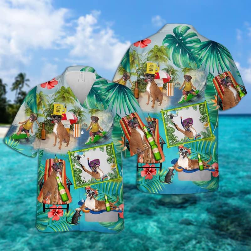 Boxer Hawaiian Shirt, Boxer Surfing Hawaiian Shirt, Tropical Summer Aloha Shirt For Men - Perfect Gift For Boxer Lovers, Friend, Family - Amzanimalsgift