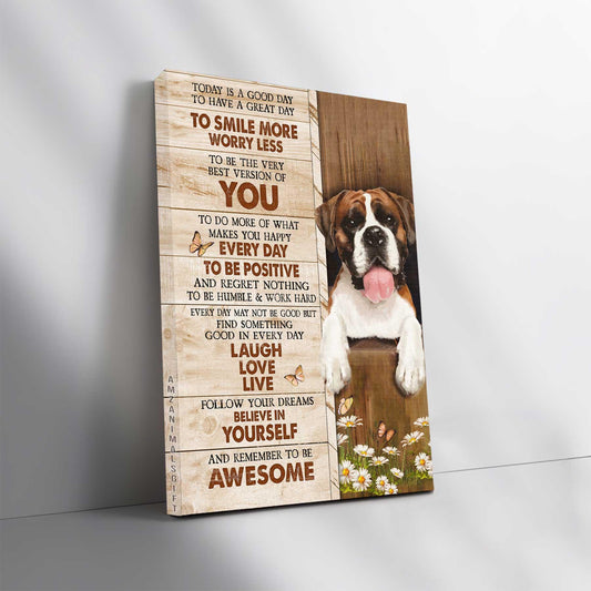 Boxer Premium Wrapped Portrait Canvas - Boxer Drawing, Believe In Yourself And Remember To Be Awesome - Gift For Boxer Lovers - Amzanimalsgift