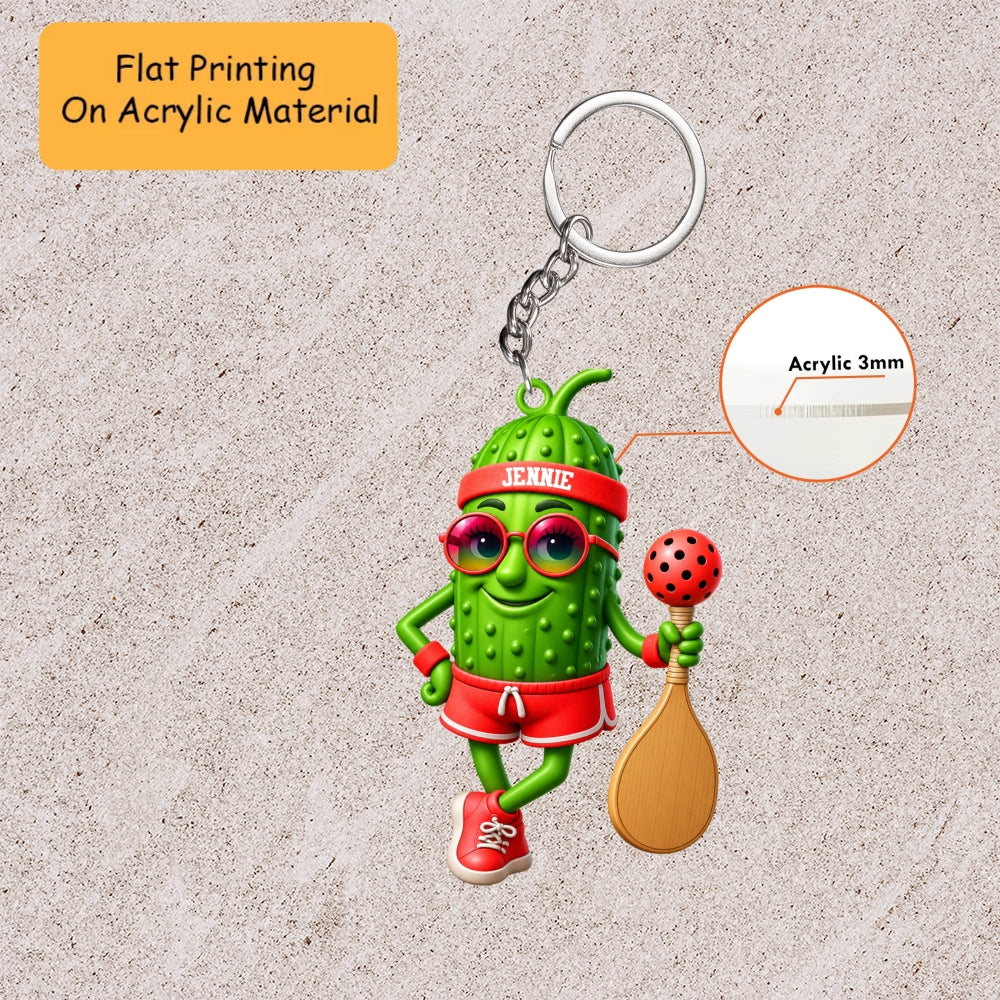 Personalized Pickleball Christmas Ornament, Cute Pickle Mascot  Headband, Custom Ornament Christmas Gift, Keychain Pickleball, Car Ornament Pickleball