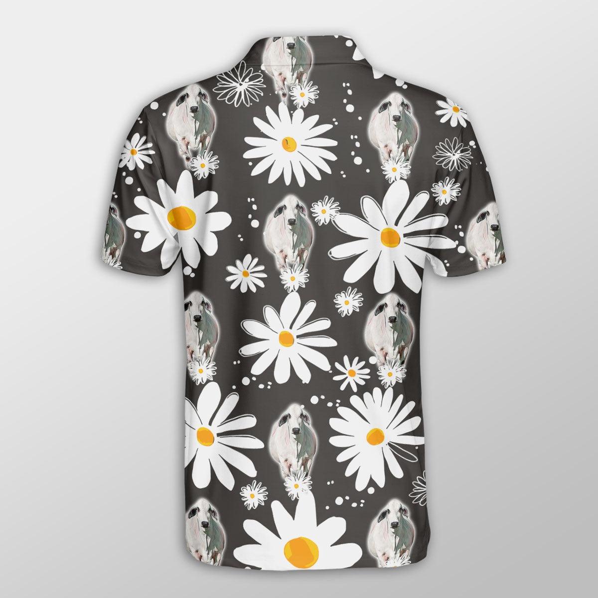 Brahman Men Polo Shirts For Summer - Brahman Daisy Flower Pattern Button Shirts For Men - Perfect Gift For Brahman Lovers, Cattle Lovers - Amzanimalsgift
