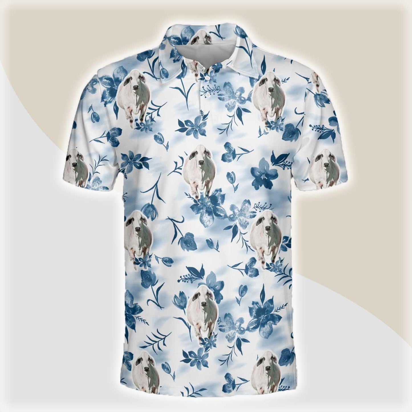 Brahman Men Polo Shirts For Summer - Brahman Watercolor Flowers and Leaves Tie Dye Pattern Shirts For Men - Perfect Gift For Brahman Lovers - Amzanimalsgift