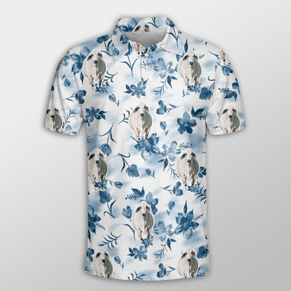 Brahman Men Polo Shirts For Summer - Brahman Watercolor Flowers and Leaves Tie Dye Pattern Shirts For Men - Perfect Gift For Brahman Lovers - Amzanimalsgift