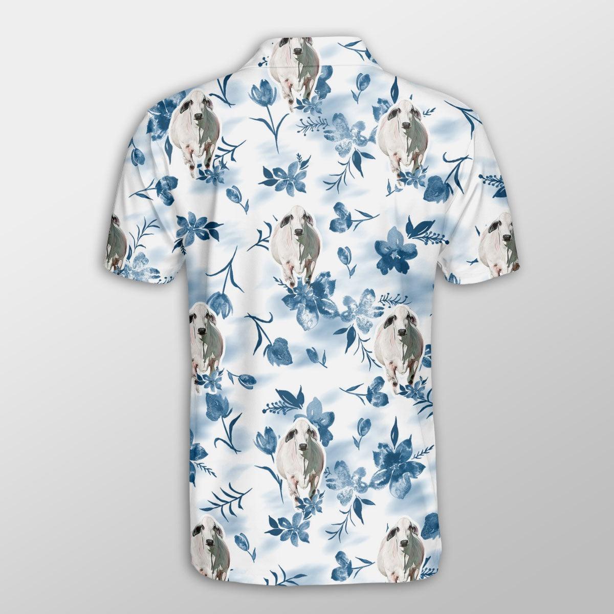 Brahman Men Polo Shirts For Summer - Brahman Watercolor Flowers and Leaves Tie Dye Pattern Shirts For Men - Perfect Gift For Brahman Lovers - Amzanimalsgift