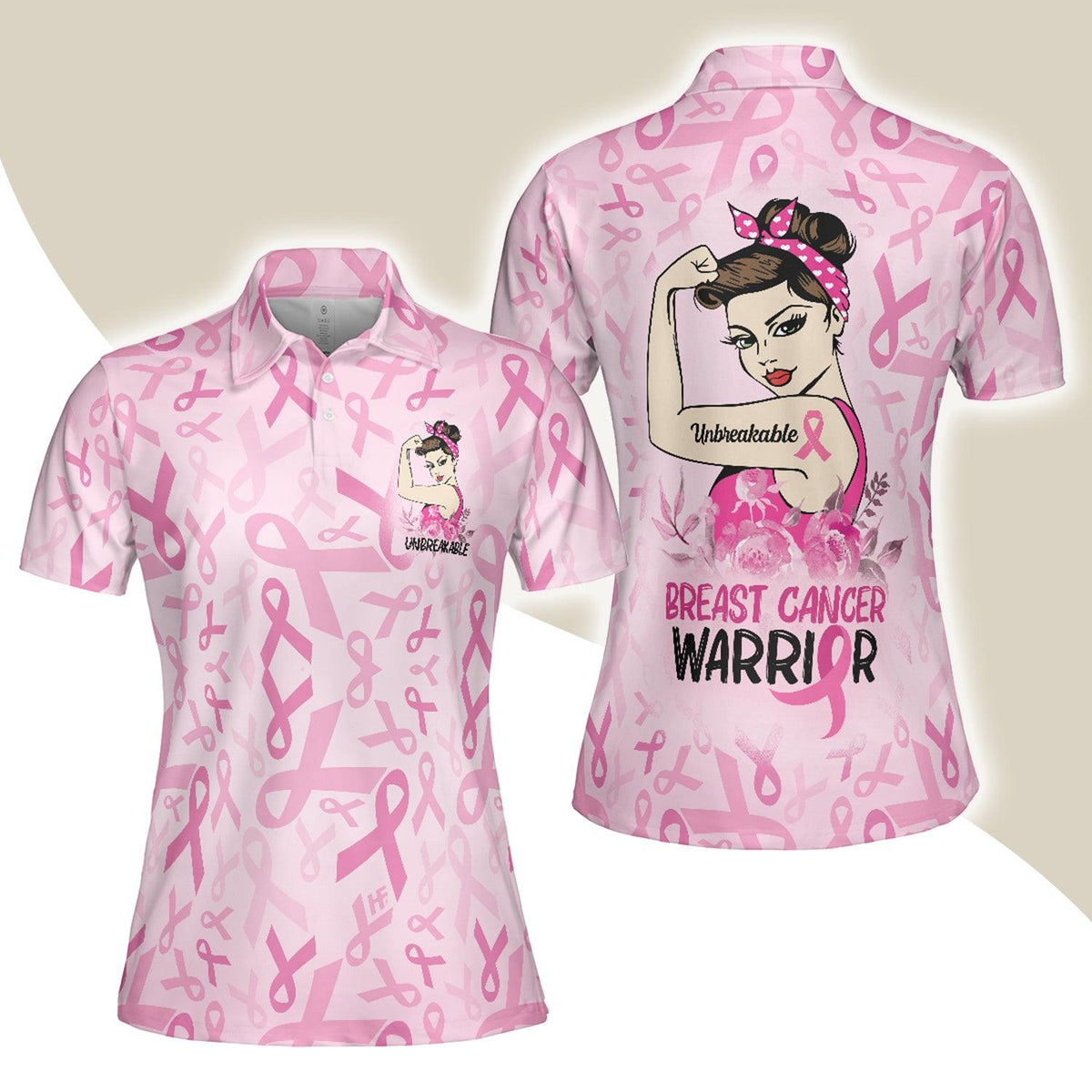 Breast Cancer Women Polo Shirts, Unbreakable Breast Cancer Warrior Pin -  Amzanimalsgift