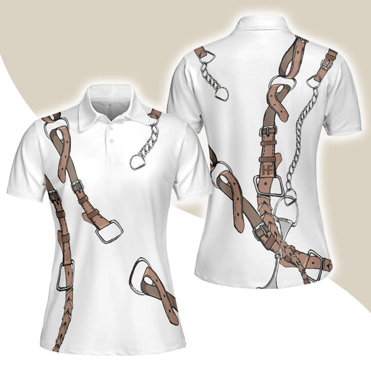 Bridle Print In White Women Polo Shirt, Polo Shirts For Ladies, Cool Female Gift - Amzanimalsgift