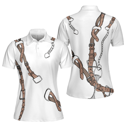Bridle Print In White Women Polo Shirt, Polo Shirts For Ladies, Cool Female Gift - Amzanimalsgift
