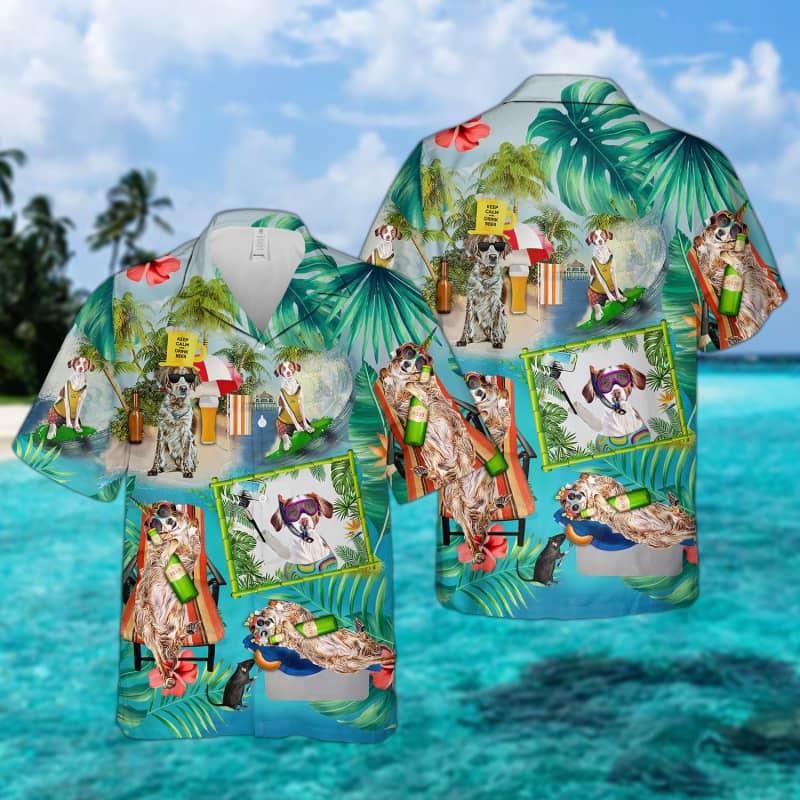 Brittany Hawaiian Shirt, Brittany Surfing Hawaiian Shirt For Men - Perfect Gift For Brittany Lovers, Husband, Boyfriend, Friend, Family - Amzanimalsgift