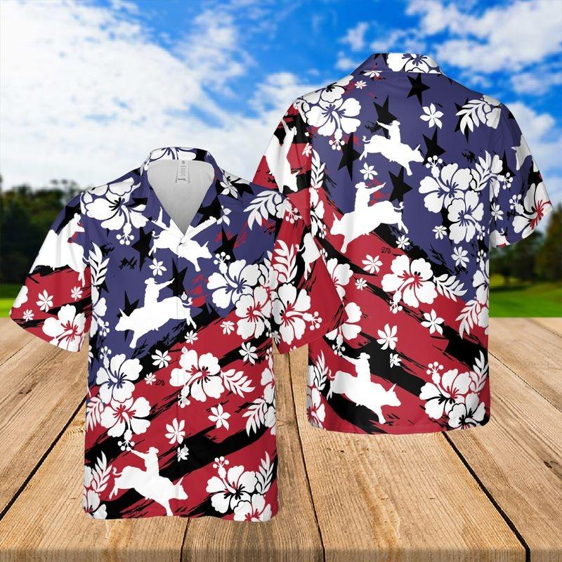 Bull Aloha Hawaiian Shirt - Bull Riding Hawaiian Shirt, Tropical Flower Hawaiian Shirt - Perfect Gift For Men & Women, Bull Riding Lover - Amzanimalsgift