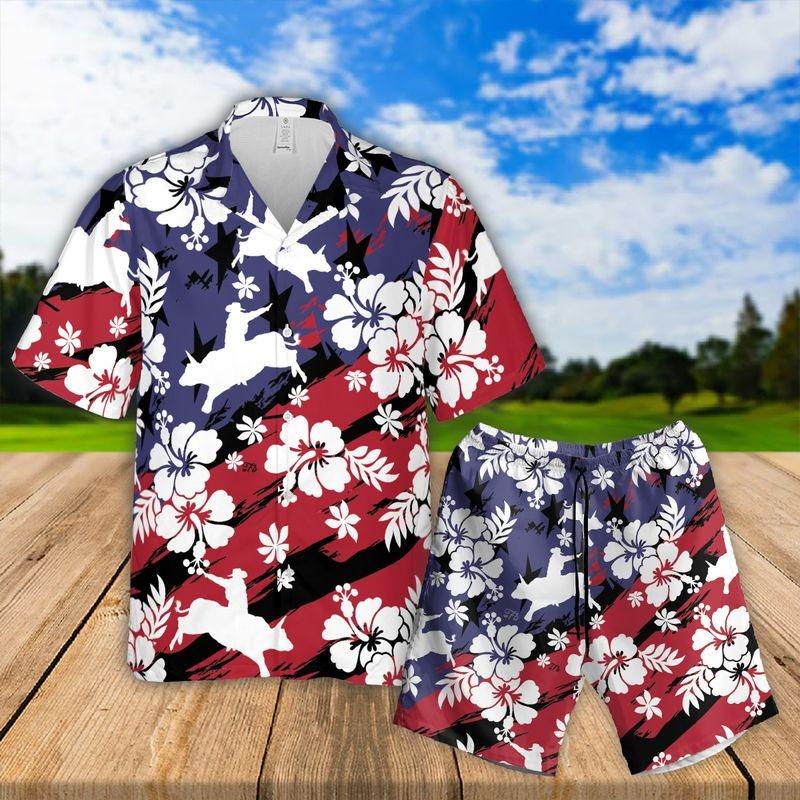 Bull Aloha Hawaiian Shirt - Bull Riding Hawaiian Shirt, Tropical Flower Hawaiian Shirt - Perfect Gift For Men & Women, Bull Riding Lover - Amzanimalsgift