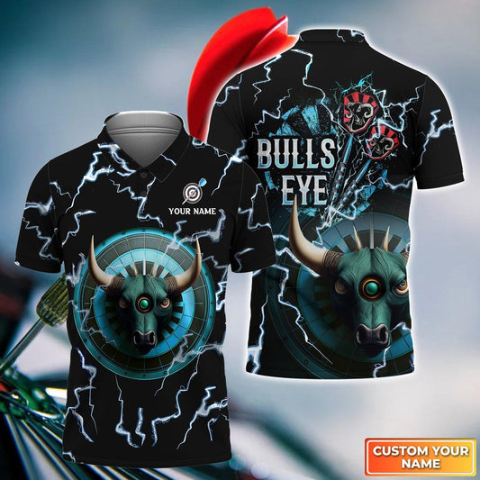 Bull And Darts Custom Name Men Polo Shirt, Bullseye Dartboard Personalized Men Polo Shirt Gift For Darts Lovers, Friend, Darts Team Player - Amzanimalsgift