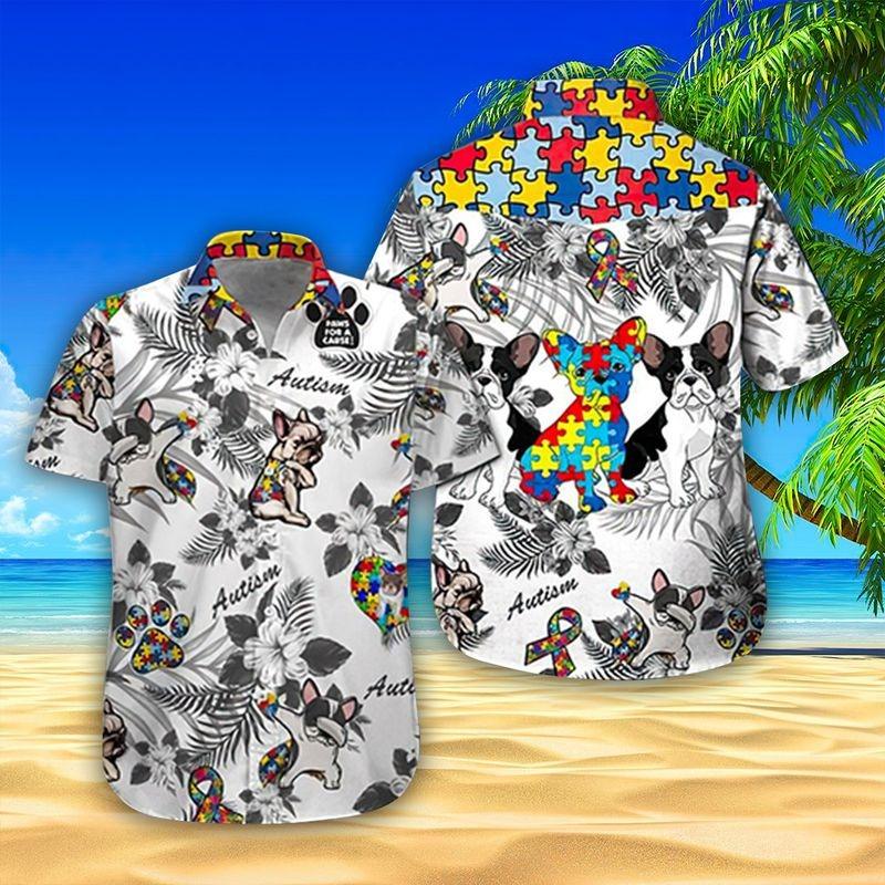 Bull Dog Aloha Hawaiian Shirt - Tropical Leaves Hawaiian Shirt, Funny Bull Dog Hawaiian Shirt - Perfect Gift For Men & Women, Bull Dog Lover - Amzanimalsgift