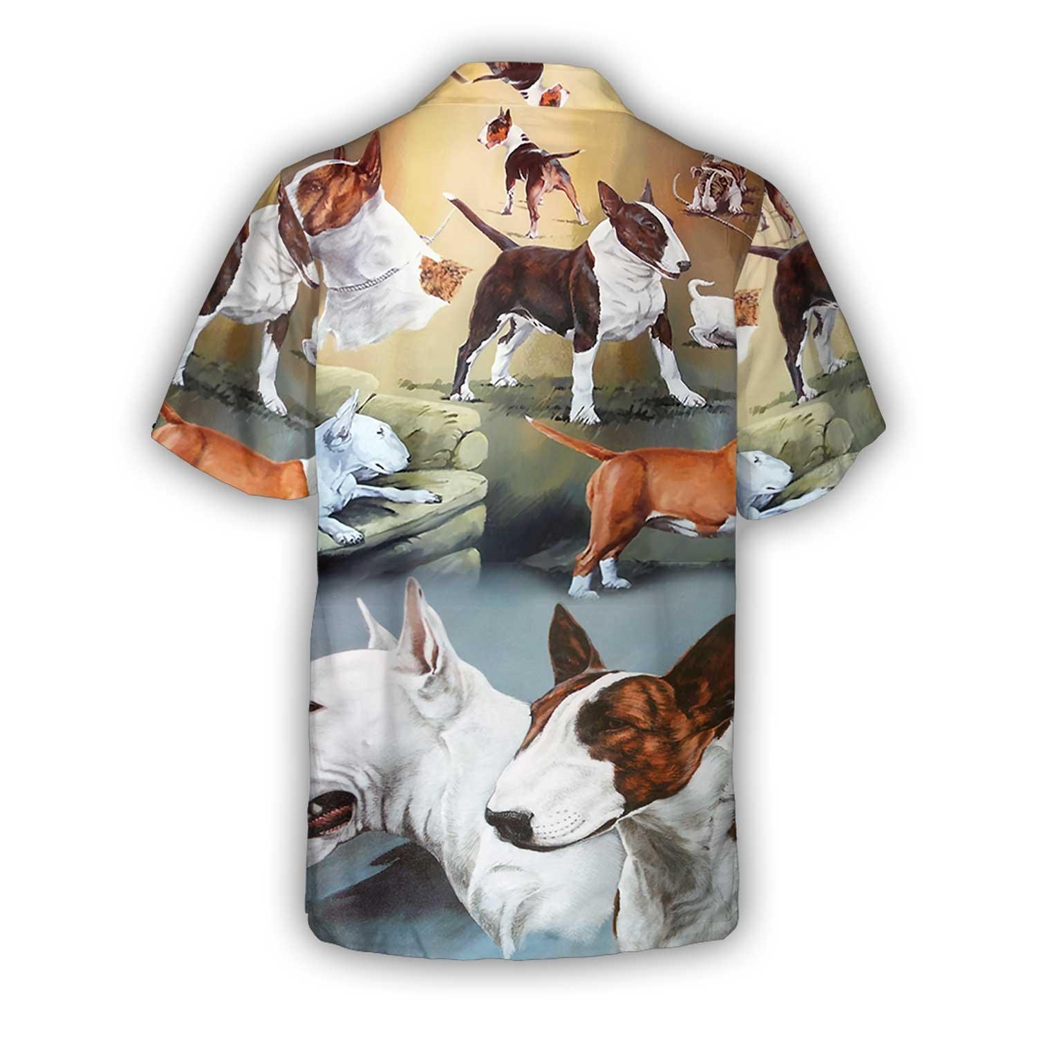 Bull Terrier Aloha Hawaii Shirt - Dog Lover Art Style Hawaiian Shirt For Summer - Perfect Gift For Dog Lovers, Friend, Family - Amzanimalsgift